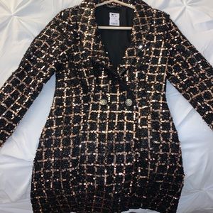 Black and Gold sparkly blazer dress